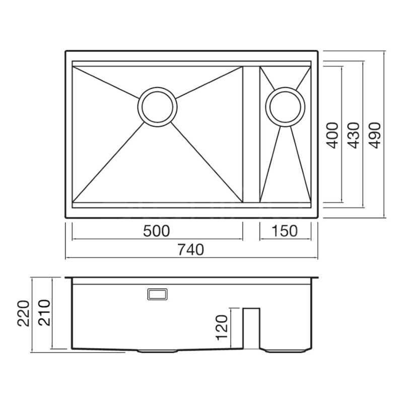 Clearwater Stark Smart 1.5 Bowl 740x490mm Stainless Steel Sink