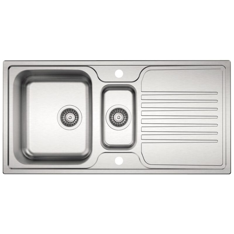 Clearwater Starline 1.5 Bowl Inset Steel Kitchen Sink with Drainer 1000x500mm