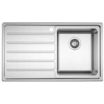 Clearwater Solar 1 Bowl Inset Steel Kitchen Sink, Left Drainer, 860x500mm