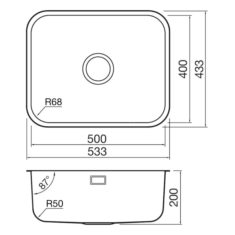Clearwater Tango Single Bowl 500x400mm Stainless Steel Sink