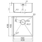 Clearwater Stereo 1 Bowl Undermount Steel Kitchen Sink 430x430mm