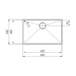 Clearwater Stereo 1 Bowl Undermount Steel Kitchen Sink 680x430mm
