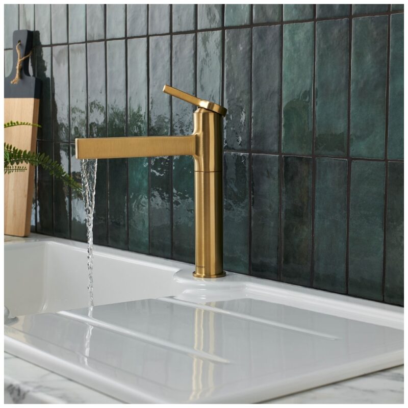 Clearwater Taku Single Lever Kitchen Sink Mixer Tap Brushed Brass