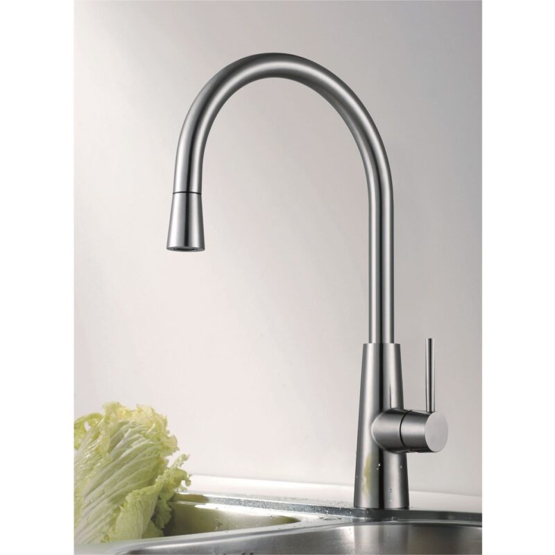 Clearwater Titania Mono Sink Mixer with Pull-Out Stainless Steel