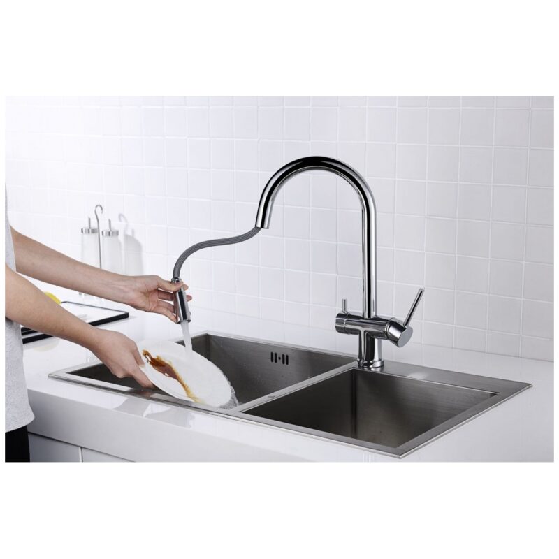 Clearwater Toledo Kitchen Filter & Mixer Tap with Pull Out Brushed Nickel