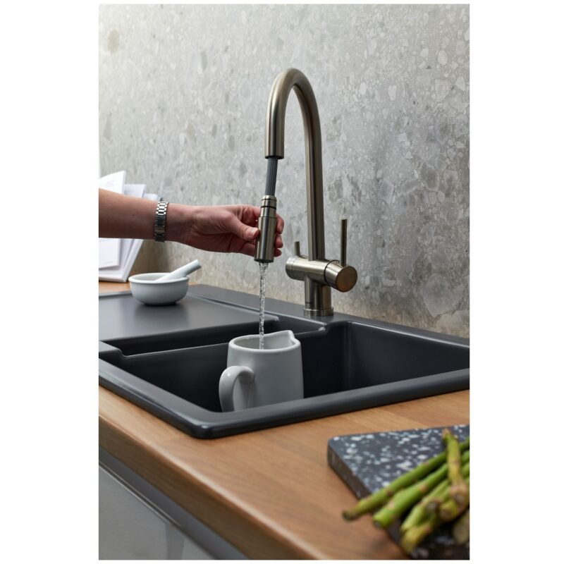 Clearwater Toledo Kitchen Filter & Mixer Tap with Pull Out Brushed Nickel