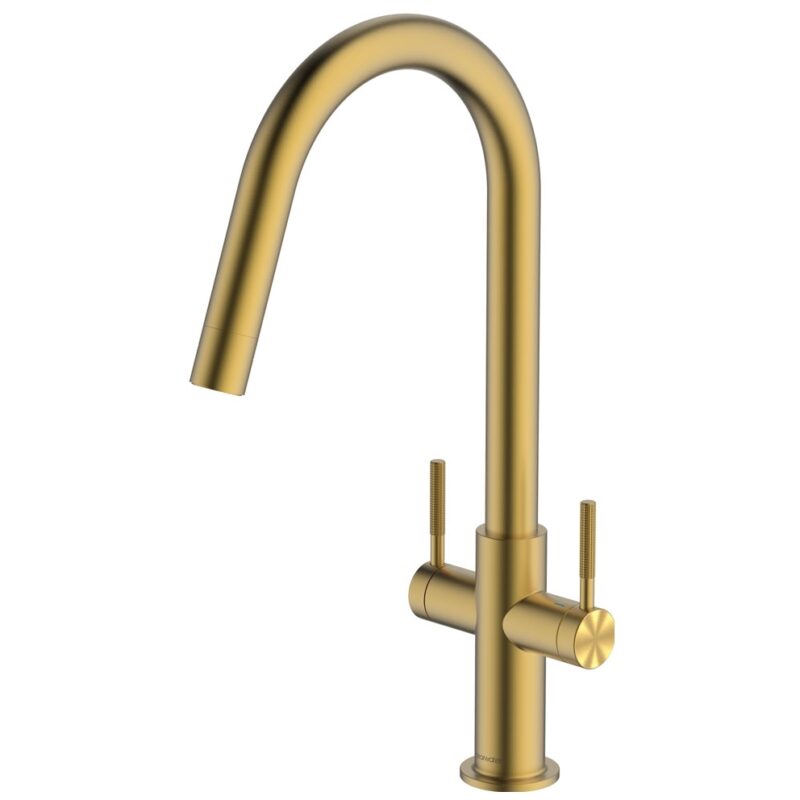 Clearwater Topaz J Twin Lever Kitchen Sink Mixer Tap Brushed Brass Clearwater Topaz J Twin Lever Kitchen Sink Mixer Tap Brushed Brass