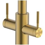 Clearwater Topaz J Twin Lever Kitchen Sink Mixer Tap Brushed Brass