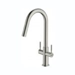 Clearwater Topaz Kitchen Sink Mixer Tap J Spout Brushed Nickel