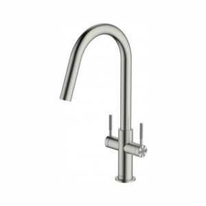 Clearwater Topaz Kitchen Sink Mixer Tap J Spout Brushed Nickel