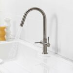 Clearwater Topaz Kitchen Sink Mixer Tap J Spout Brushed Nickel