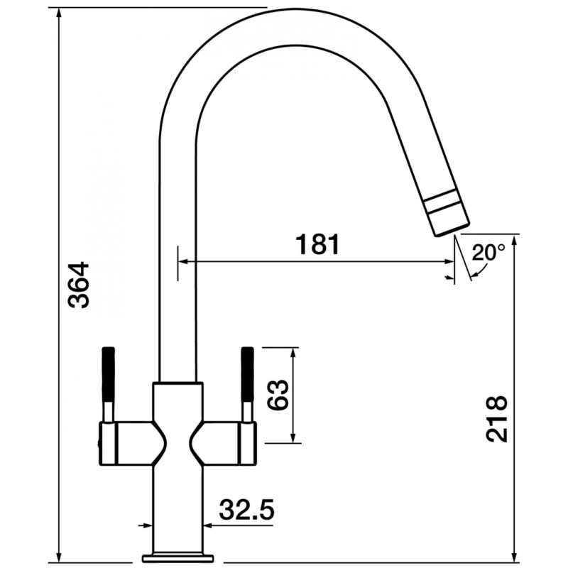 Clearwater Topaz Kitchen Sink Mixer Tap J Spout Matt Black