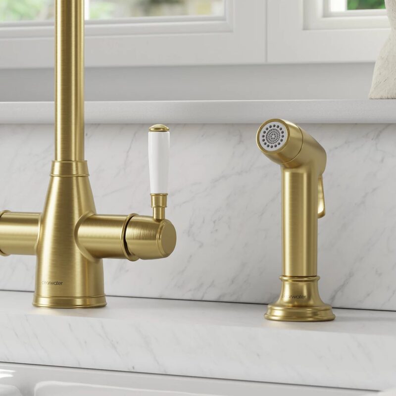 Clearwater Traditional Pull Out Kitchen Hand Spray Brushed Brass