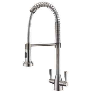 Clearwater Tutti Pro Twin Lever Pull Out Kitchen Sink Mixer Brushed Nickel