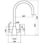 Clearwater Tutti Twin Lever Kitchen Sink Mixer Tap Artisan Brass
