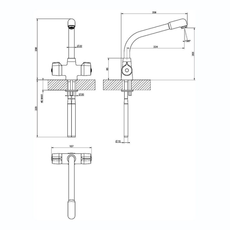 Clearwater Ultra Mono Sink Mixer with Swivel Spout Brushed