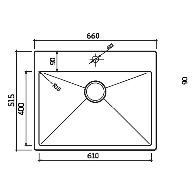 Clearwater Urban Single Bowl 660x515mm Stainless Steel Sink