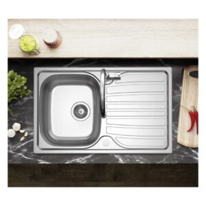Clearwater Verdi Single Bowl 800x500mm Stainless Steel Sink with Drainer