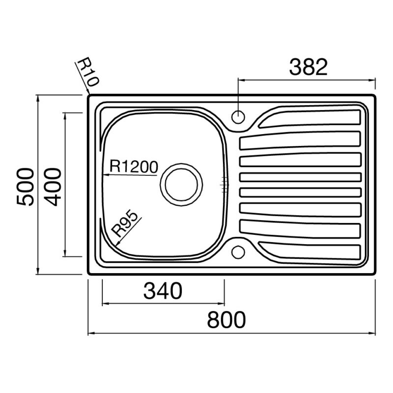 Clearwater Verdi Single Bowl 800x500mm Stainless Steel Sink with Drainer