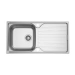 Clearwater Verdi 1 Bowl Inset Steel Kitchen Sink with Drainer 965x500mm