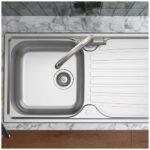 Clearwater Verdi 1 Bowl Inset Steel Kitchen Sink with Drainer 965x500mm