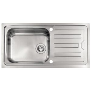 Clearwater Viva 1 Bowl Inset Steel Kitchen Sink with Drainer 1010x510mm