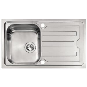 Clearwater Viva 1 Bowl Inset Steel Kitchen Sink with Drainer 870x510mm