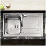 Clearwater Viva 1 Bowl Inset Steel Kitchen Sink with Drainer 870x510mm