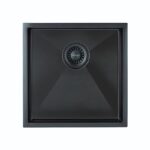 Clearwater Volta Single Bowl 400x400mm Steel Sink Matt Black
