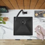 Clearwater Volta Single Bowl 400x400mm Steel Sink Matt Black