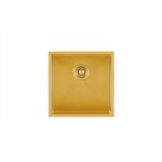 Clearwater Volta Single Bowl 400x400mm Steel Sink, Dura Brushed Brass