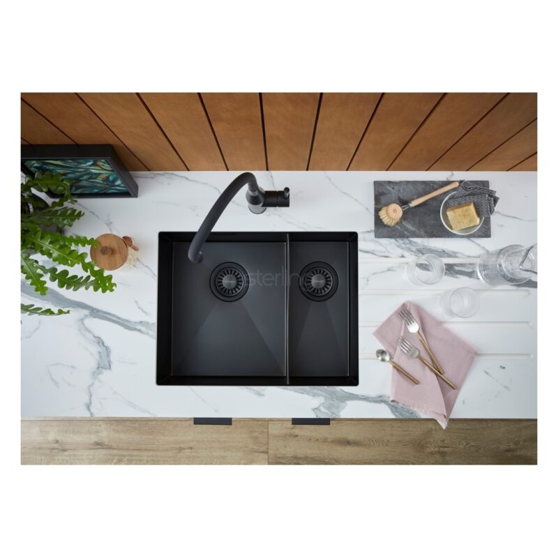 Clearwater Volta 1.5 Bowl 525x400mm Left Main Bowl Steel Sink, Matt Black