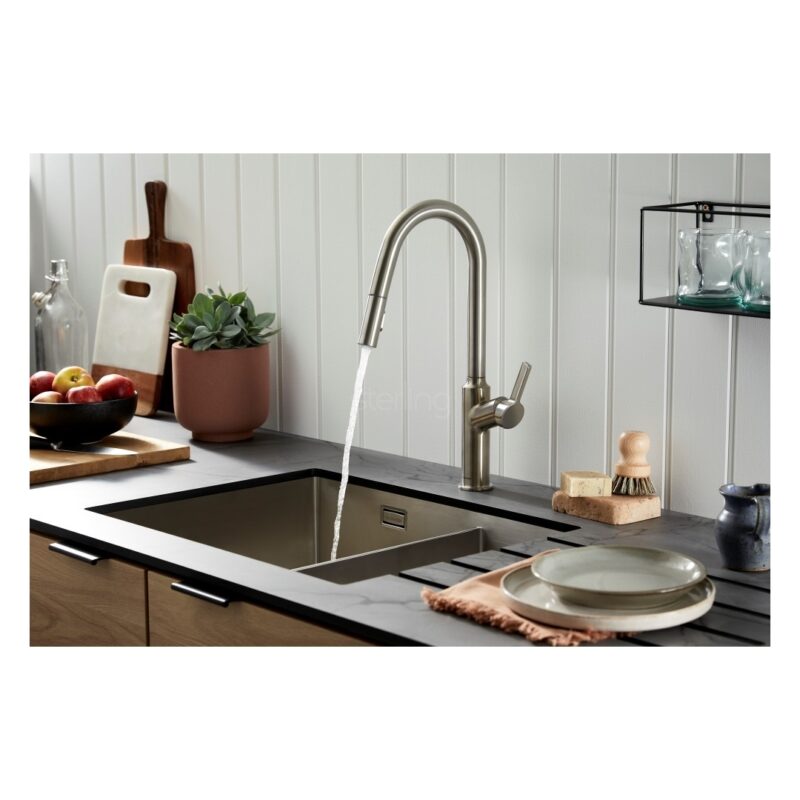 Clearwater Volta 1.5 Bowl 525x400mm Stainless Steel Sink, Left Main Bowl