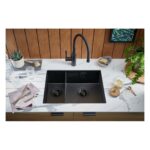 Clearwater Volta 1.5 Bowl 525x400mm Right Main Bowl Steel Sink, Matt Black