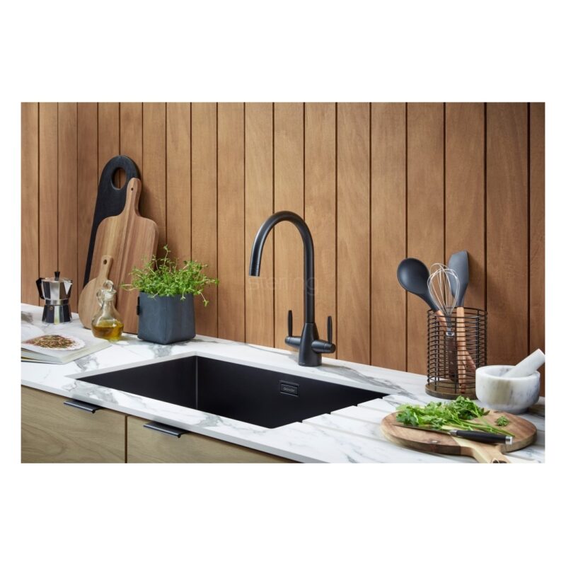 Clearwater Volta Single Bowl 650x400mm Steel Sink, Matt Black