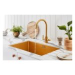 Clearwater Volta Single Bowl 650x400mm Steel Sink, Dura Brushed Brass