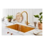 Clearwater Volta Single Bowl 650x400mm Steel Sink, Dura Brushed Brass