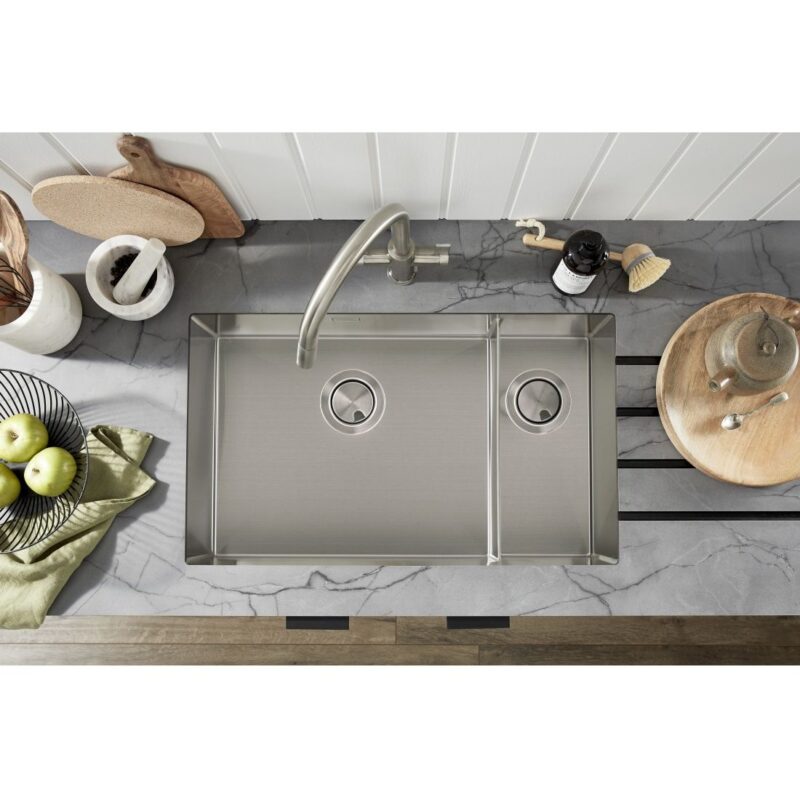 Clearwater Volta 1.5 Bowl 685x400mm Stainless Steel Sink, Left Hand Main Bowl