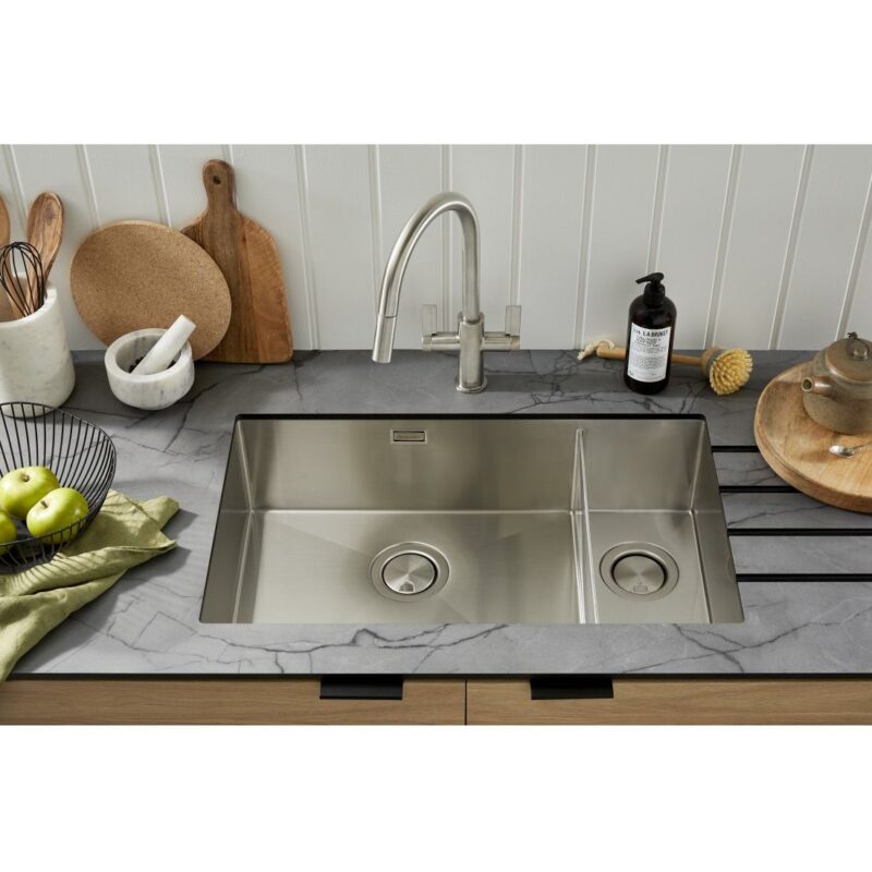 Clearwater Volta 1.5 Bowl 685x400mm Stainless Steel Sink, Left Hand Main Bowl
