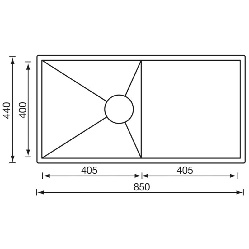 Clearwater Vortex 1 Bowl Undermount Steel Sink with Drainer 850x440mm