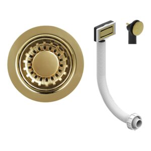 Clearwater Deco 90mm Basket Strainer Waste & Overflow Gold