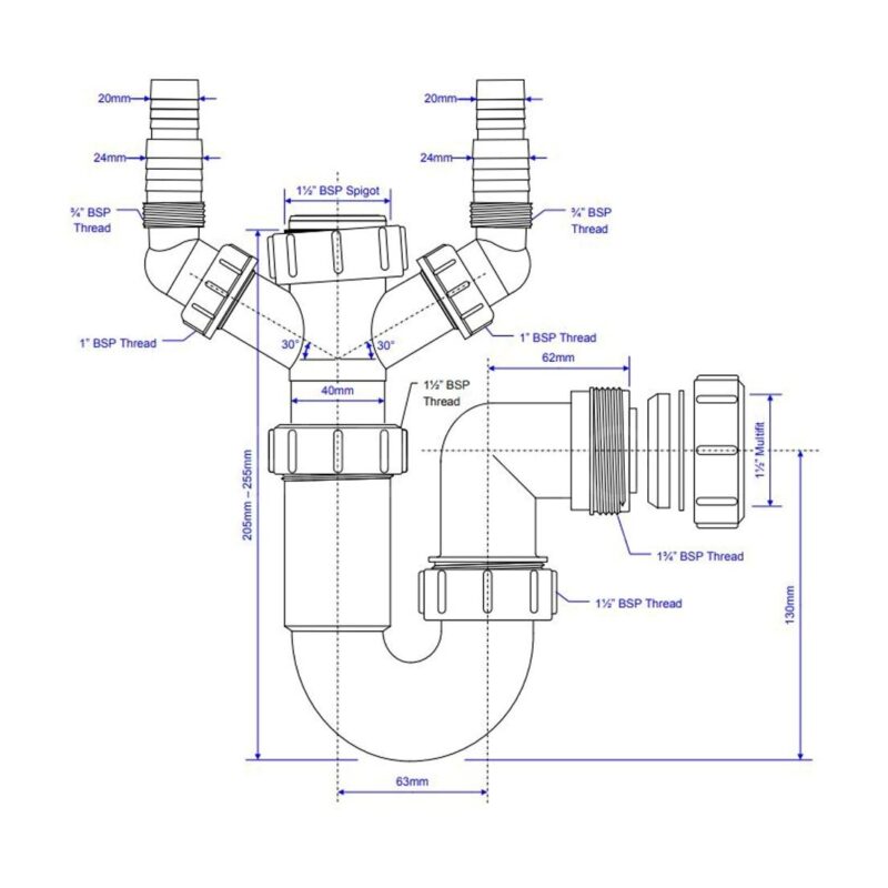 Clearwater Plumbing Kit for Single Bowl Sinks