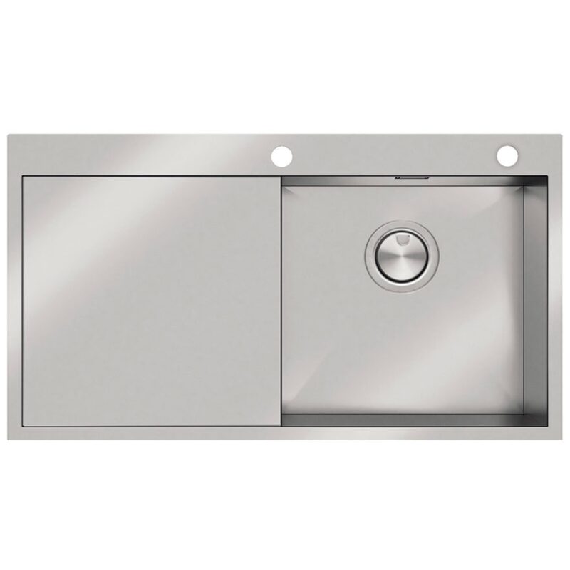Clearwater Zenith 1 Bowl Inset Steel Kitchen Sink, Left Drainer, 920x510mm