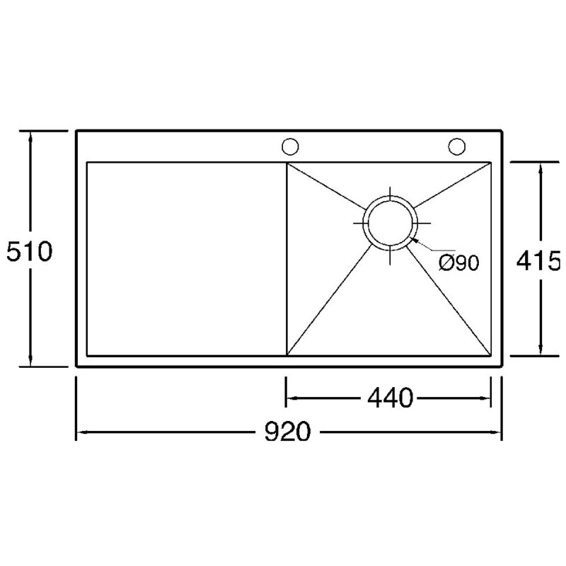Clearwater Zenith 1 Bowl Inset Steel Kitchen Sink, Left Drainer, 920x510mm