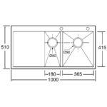 Clearwater Zenith 1.5 Bowl Inset Steel Sink with Left Drainer 1000x510mm