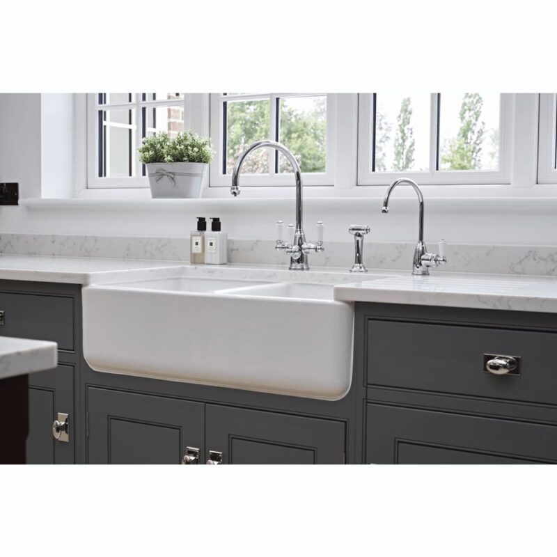Shaws of Darwen Classic Double Bowl 800mm Ceramic Sink White
