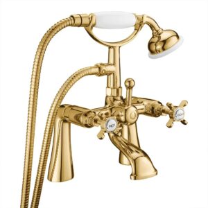 Deva Coronation Pillar Mounted Bath Shower Mixer Gold