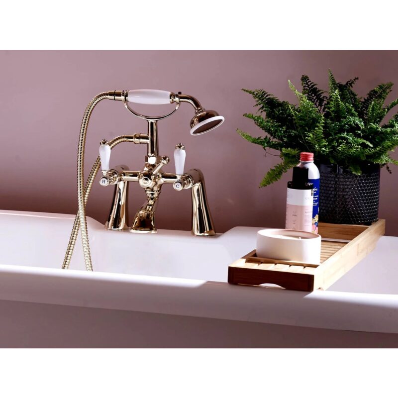 Deva Coronation Pillar Mounted Bath Shower Mixer Gold
