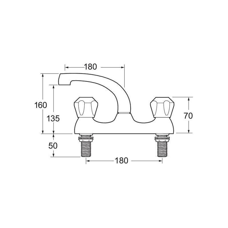 Deva Profile Deck Mounted Sink Mixer with Metal Backnuts