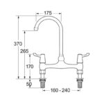 Deva Lever Action 3" Lever Bridge Sink Mixer, Adjustable Centres